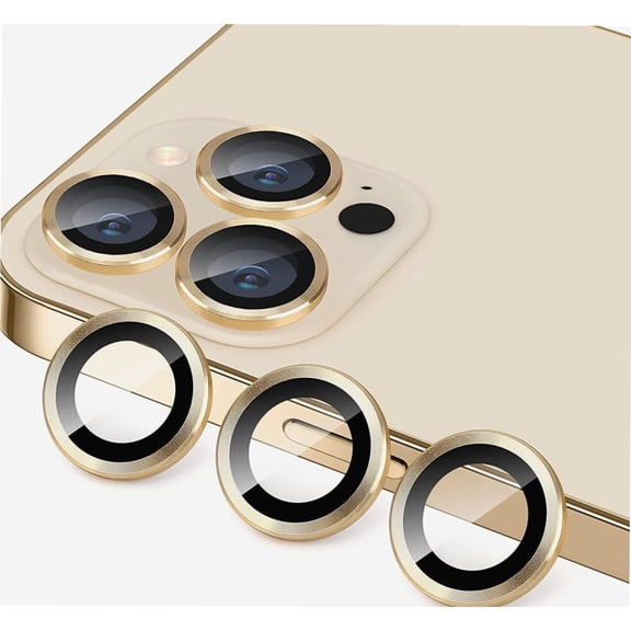 for iPhone 12 Pro Max Camera Lens Protector, Anti-Scratch 9H Tempered Glass Metal Camera Screen Protector Shockproof Cover Film for iPhone 12 Max 6.7inch-3 Pcs Gold