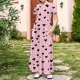thumbnail image 3 of Mitankcoo Girls Print Dresses Short Sleeve Crew Neck Ruched Maxi Dress for Summer Daily & Home 4-14Y, 3 of 8