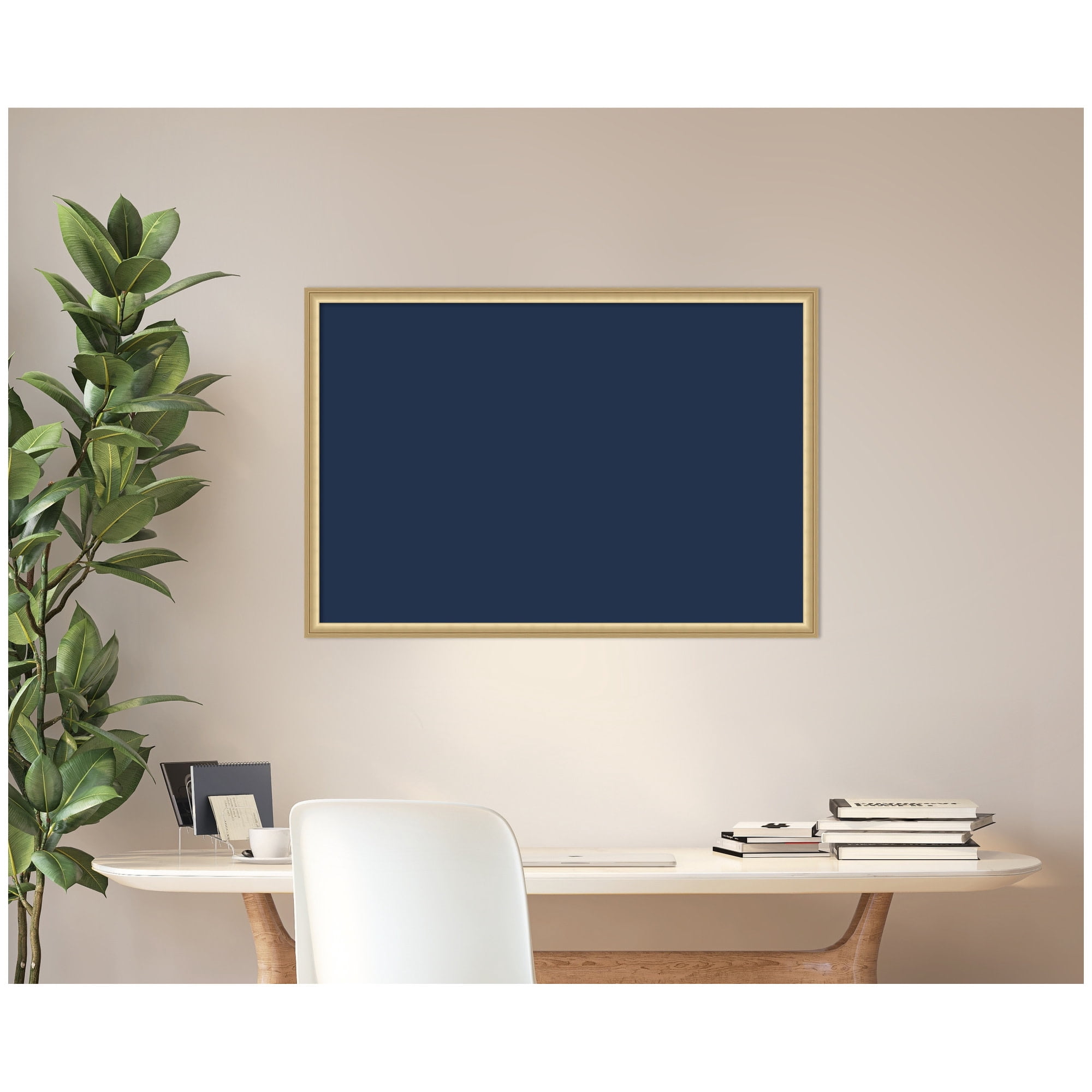 Kate and Laurel Framed Fabric Pinboard 38 x 26,  Printed Linen Classic Bulletin Board for Use as a Vision Board or Wall Organization, Florence Gold Frame