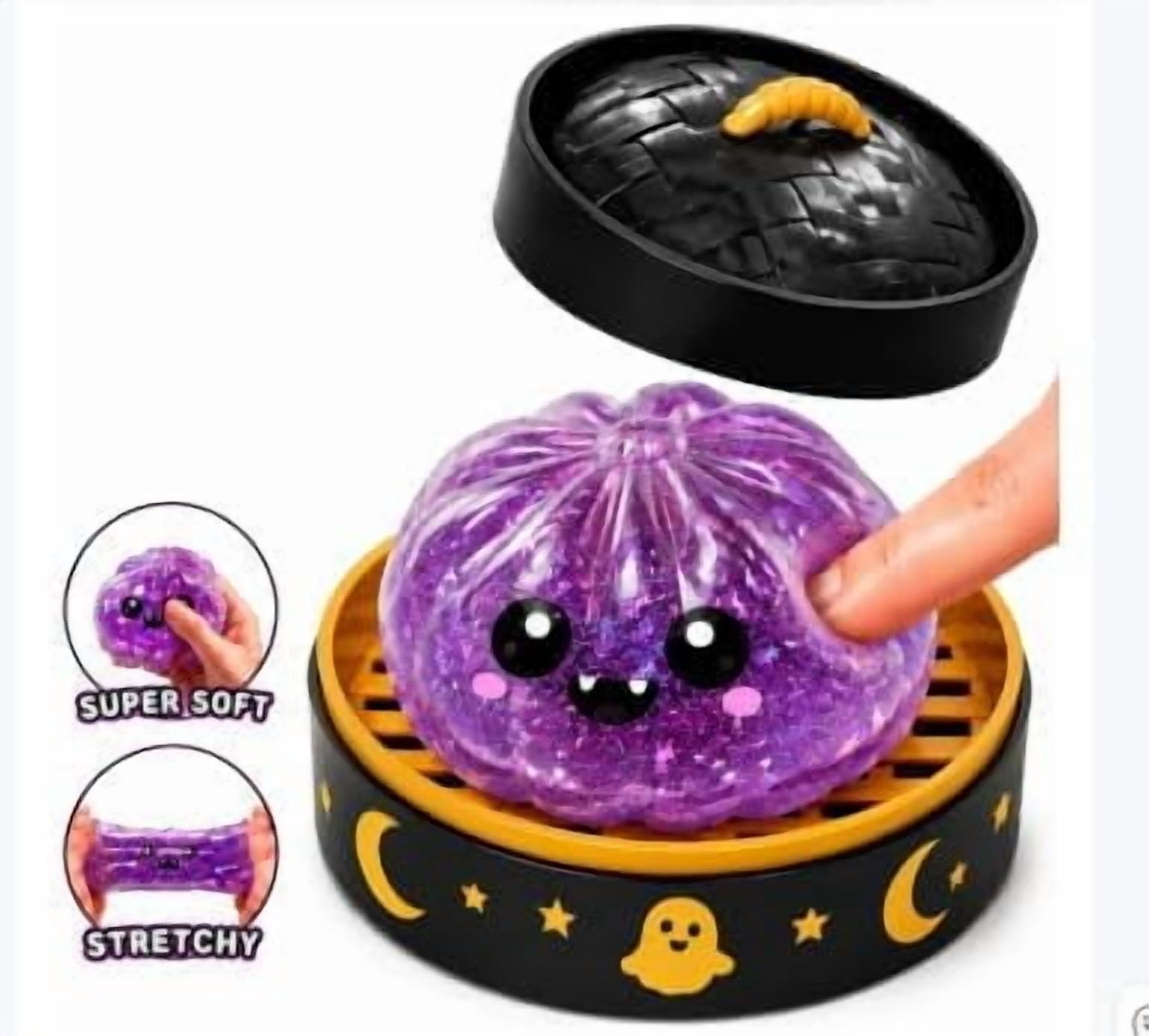 Halloween Spooky Ghost Dumpling, Dumplings Squishy with Steamer Stress Balls Stress Relief Fidget Sensory for Holiday & Birthday Gifts