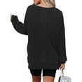 thumbnail image 6 of TEMOFON Womens Long Sleeve Tops Sweatshirts Waffle Knit Crew Neck Fashion Side Slits Casual Pullover Black, 6 of 10