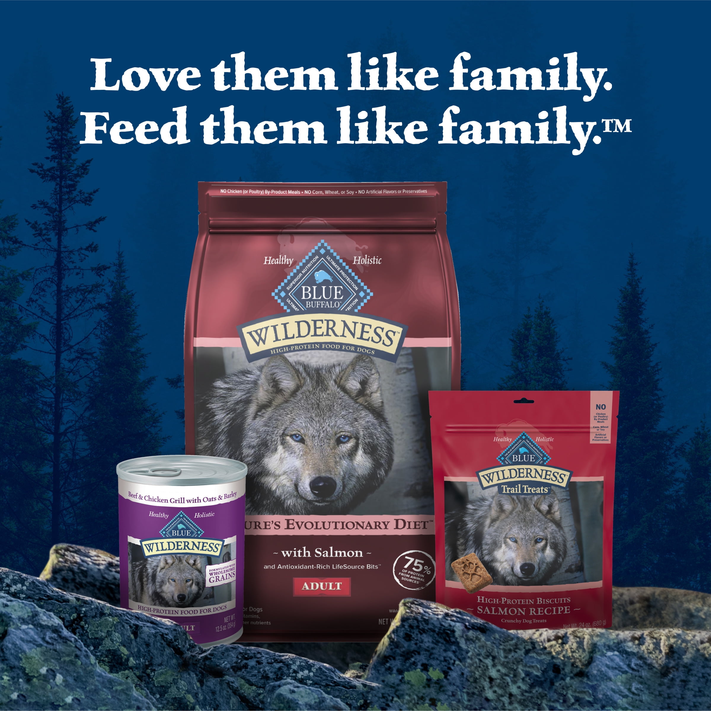 Blue Buffalo Wilderness Natural High-Protein Adult Dog Dry Food, Salmon Recipe, 13-lb.
