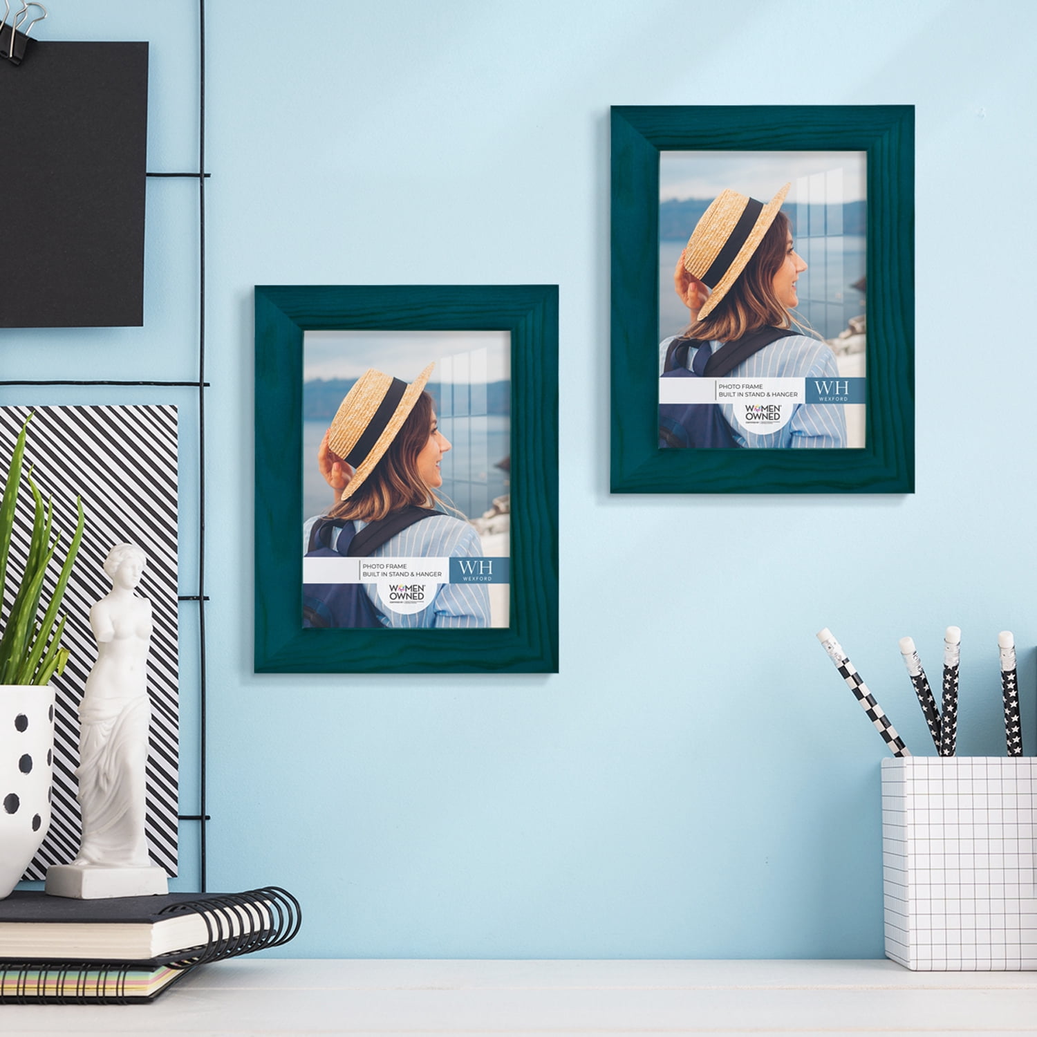 Woodgrain 3.5 in. x 5 in. Ocean Blue Picture Frame (Set of 2)