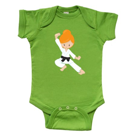 

Inktastic Cute Girl Orange Hair Black Belt Karate Pose Gift Baby Girl Bodysuit