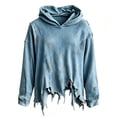 thumbnail image 5 of HAYIMI Kids Halloween Distressed Hoodie Ripped Hem Oversized Hooded Sweatshirt Children Long Sleeve Tops Holiday Pullover, 5 of 5