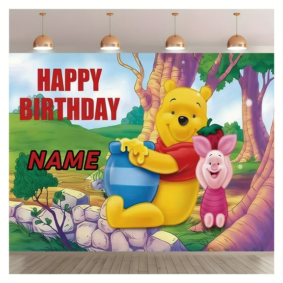 Winnie the Pooh Happy Birthday Theme Party Birthday Background - For birthday celebrations and party decorations, birthday party decorations, colorful mix