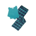 thumbnail image 4 of Womens Flannel Pajamas Sets - Cotton Knit Top, Plaid Flannel Lounge Pants Holiday PJ Set for Women - Green - 3X, 4 of 9