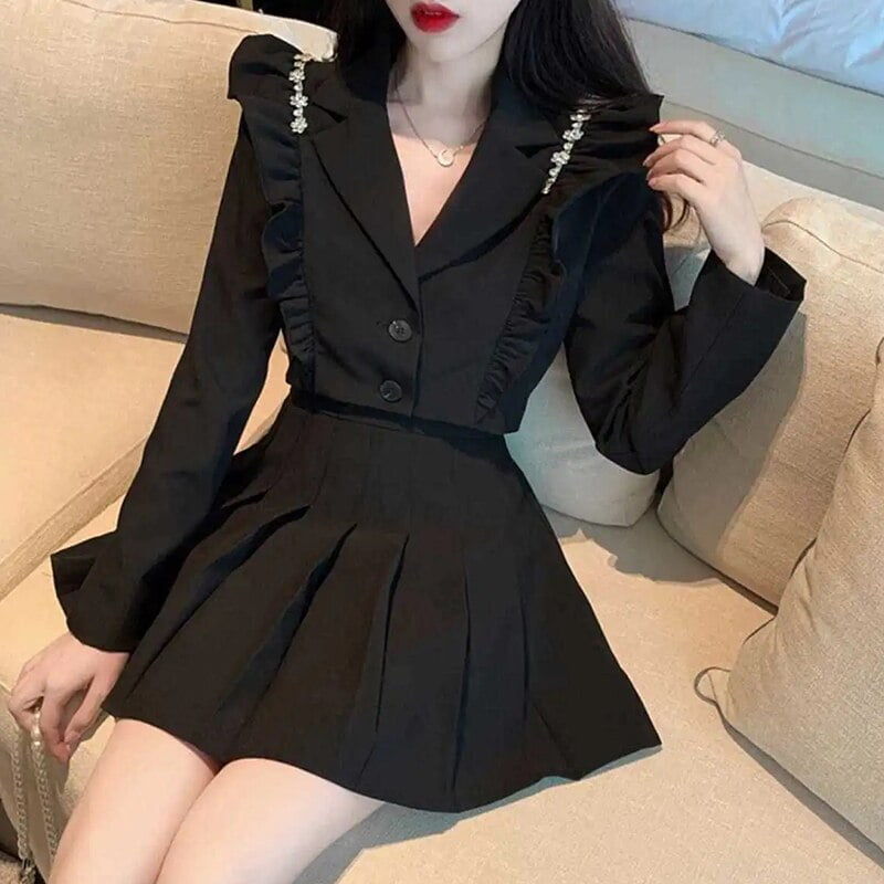 2022 Ladies Midi Black Jacket Blazer Dress Loose Korean Style Fashion | eBay