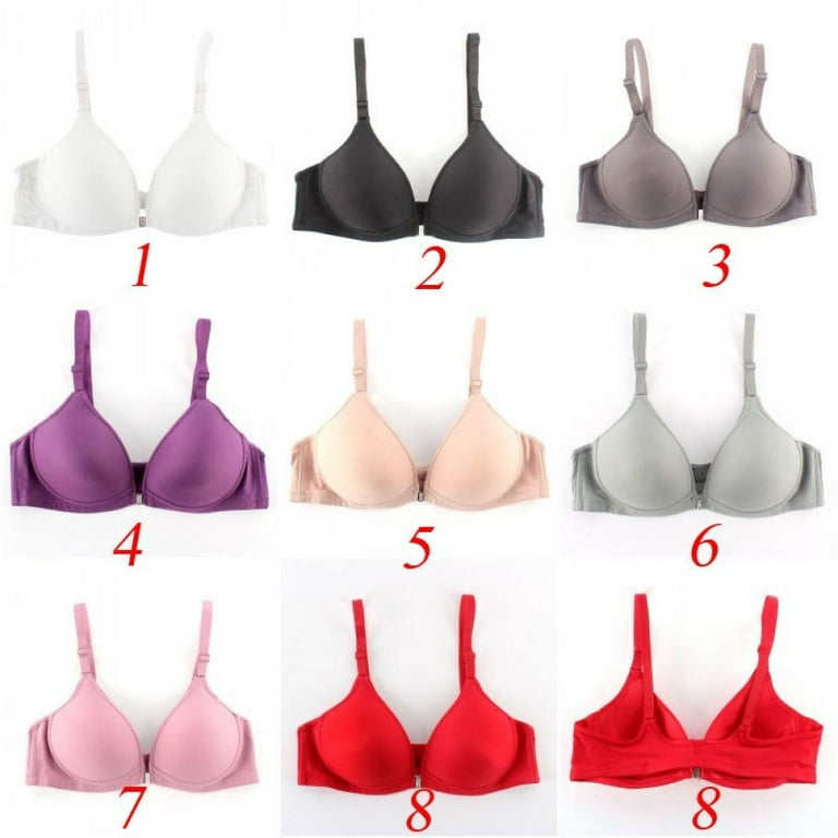 Popvcly Soft Touch Push Up Bra for Women,2Pack Front Closure Skin