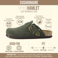 thumbnail image 3 of Cushionaire Hamlet Genuine Leather Suede Clogs for Women, Slip On Shoes with Detailed Metal Buckle Strap and Memory Foam Footbed, 3 of 25