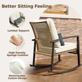 thumbnail image 3 of LAZZO 3 Pieces Patio Outdoor Conversation Set with Lumbar Pillows and  Coffee Table, PE Wicker Rocking Chairs with Beige Cushions, 3 of 8