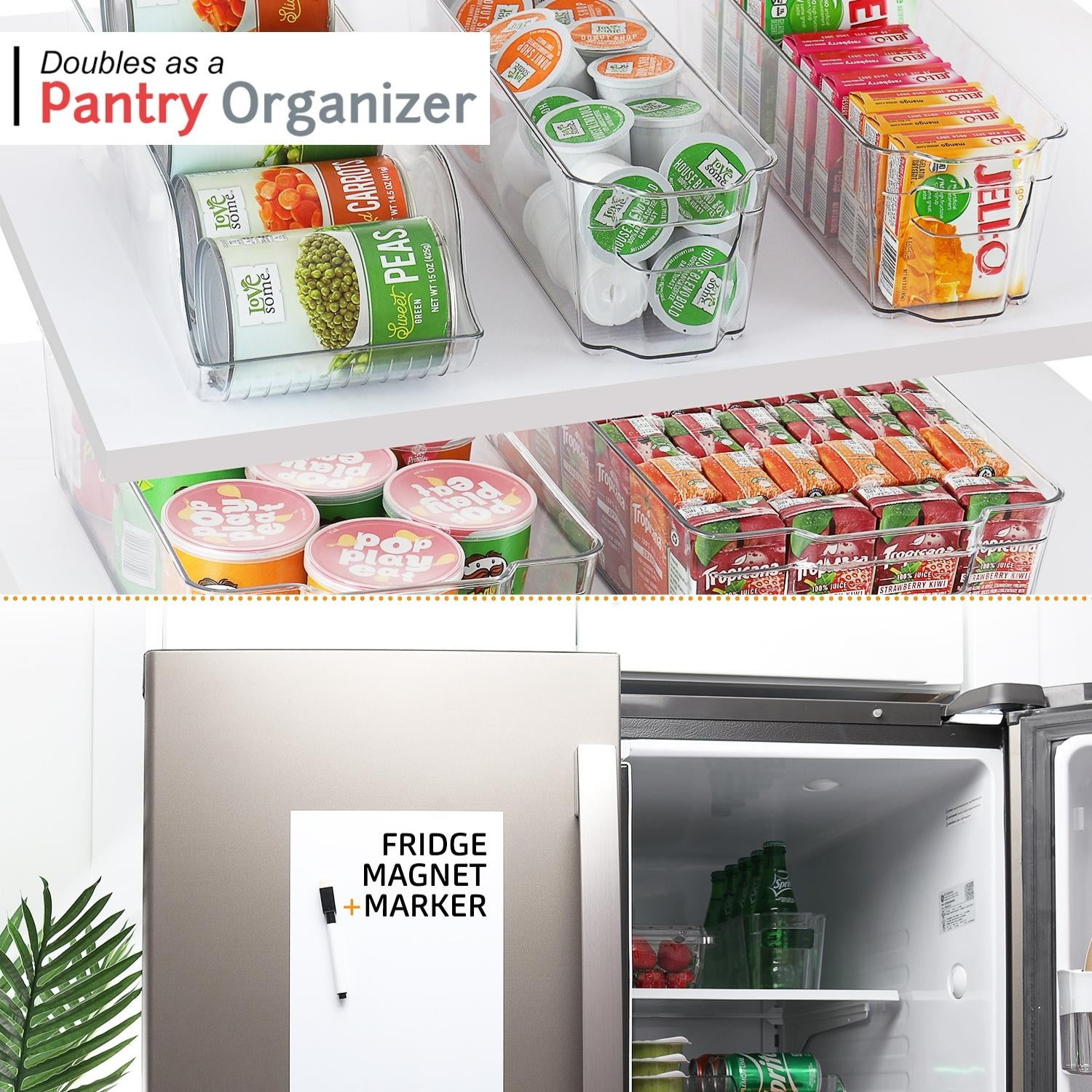 Sanders Collection Storagebud 8 Piece Refrigerator Organizer Bins - Stackable Freezer Organizer - Clear Refrigerator Organizer - Acrylic Fridge Bin - 8 Piece Set