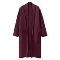 thumbnail image 3 of Baberdicy Cardigan Sweater Women's Autumn and Winter Solid Color Fashionable Thin Lapel Long Woolen Coat Casual Cardigan Women's Cardigans Wine, 3 of 7
