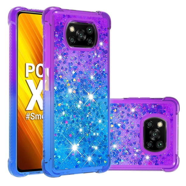 Funda para Xiaomi Poco X3 NFC/Poco X3 PRO Transparente con Brillos Carcasa Protectora Antigolpes con Glitter Brillante