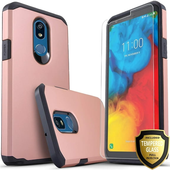 LG Stylo 5 Case, With [Tempered Glass Screen Protector Included], STARSHOP Drop Protection Dual Layers Phone Cover - Rose Gold