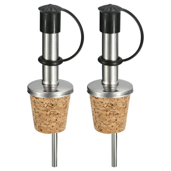 2Pcs Olive Oil Spout with Rubber Dust Caps, Cork Design Wine Bottle Stoppers for Most Liquor Bottles