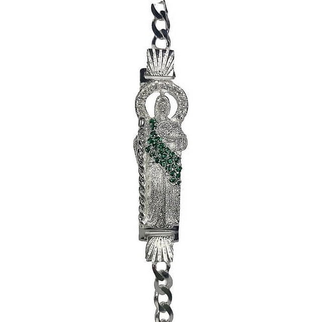 JOYARIS Pulsera San Judas Tadeo Esclava Plata Solida Ley 925 Talla Largo/Ancho: 21.5 cm x 5 mm PT-0000636