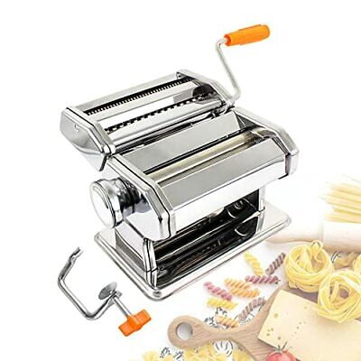 Goorabbit ON SALE!Pasta Maker Deluxe Set 5 Piece Steel Machine with  Spaghetti Fettuccini Roller, Angel Hair, Ravioli Noodle, Lasagnette Cutter  Attachments, Includes Hand Crank, Counter Top Clamp 