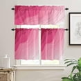 thumbnail image 2 of Valentines 3 Piece Kitchen Curtains Set Rosy Pink Ombre Geometric Window Treatment Tiers Abstract Ocean Rod Pocket Valance Sets for Small Windows Bedroom 54 in x 36, 2 of 5