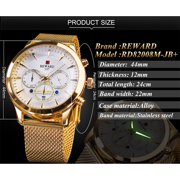 REWARD Watch Male New Luxury Brand Chronograph 24-hour Displaydate Calendar Clock Man Luminous Hands Gold Watch Stainless Steel Strap Relogio Masculino
