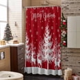 thumbnail image 3 of Shower Curtain 36"W x 78"L Winter Reindeer Pine Trees Silhouette Red Fabric Shower Curtains Set with Hooks Water Repellent Bathroom Curtains Machine Washable Bathroom Accessories, 3 of 7