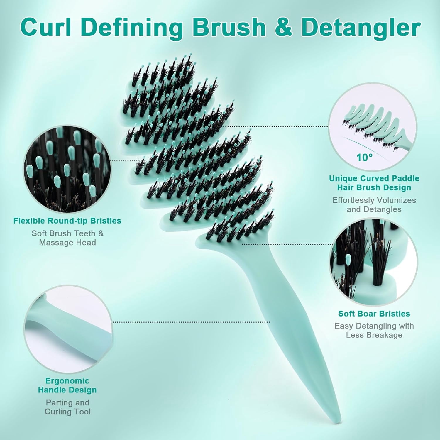 Gentle Scalp Massage Boar Bristle Hair Brush for Fine Hair, Ultimate Smoothing Vented Detangler Wet Brush for Women – A Great Gift