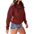 thumbnail image 3 of Auburet Womens Graphic Shirt Crew Neck Solid Color Long Sleeve Casual Loose Letter Pullover Tops, 3 of 4