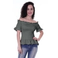 thumbnail image 2 of Moomaya Womens Off Shoulder Smocked Top Solid Short Sleeve Casual Summer Tops, 2 of 6