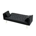thumbnail image 3 of Jopath Velvet Futon Sofa Bed,Convertible Sleeper Couchwith Adjustable Backres & 2 Pillows for Small Spaces,Living Room,Black, 3 of 5