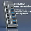 thumbnail image 4 of USB C Hub 7 Ports USB3.0 Splitter With Independent Switch Design Aluminum Alloy Type-C Data Transmission USB C Docking For Laptop, 4 of 8