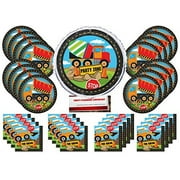 Under Construction Zone Heavy Equipment Backhoe Birthday Party Supplies Bundle Pack for 16 Guests with 18 Inch Balloon (Plus Party Planning Checklist by Mikes Super Store)