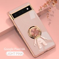 Nalacover for Google Pixel 6a Slim Case,Cute Cartoon 6D Plating Astronaut Hidden Magnetic Ring Kickstand Soft TPU Shockproof Corner Protection Drop Proof Edge Bumper Cover for Women Men.Lightpink