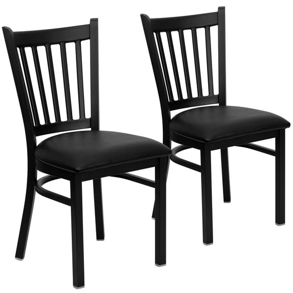 Flash Furniture HERCULES Vertical Back Restaurant Chair, Black, Set of 2