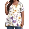thumbnail image 2 of Gamivast Women's Novelty Tops Plus Size Floral Graphic V Neck Blouse Casual Loose Short Sleeve Tunic Holiday Shirts Spring Summer Outfits 2026, 2 of 6