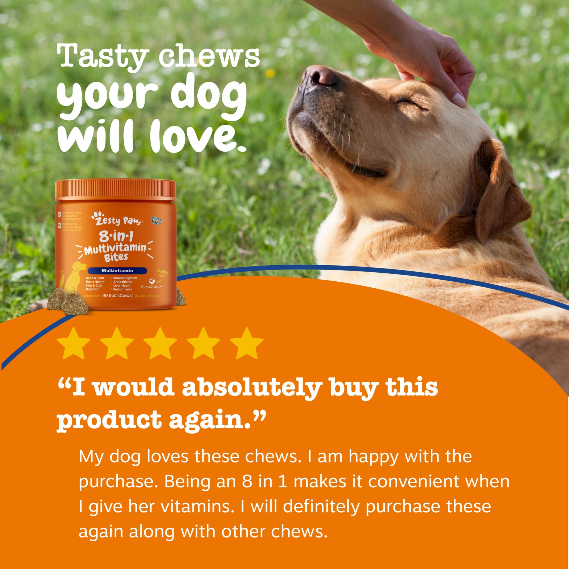 Zesty Paws 8-in-1 Multivitamin Bites Chicken Flavor 90 Count