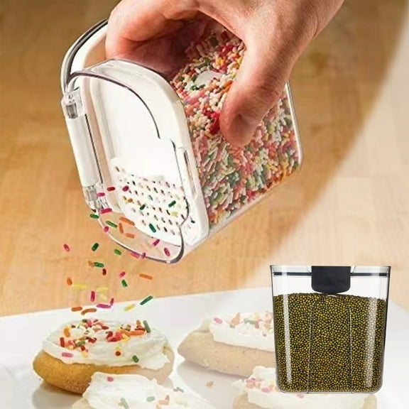 Vacuum Sealed Storage Jar Airtight Food Container Locking Lid Kitchen Pantry Organizer Transparent Plastic Box for Rice Flour Sugar Dry Goods Preservation Akmoler | D