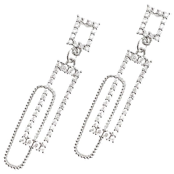 Unique Rhinestone Earring Studs for Women Made of Alloy Silver Color Elegant Decorative Jewelry