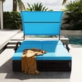 thumbnail image 2 of Bellemave Outdoor Daybed with Canopy, Steel Frame Sun Lounger with Adjustable Backrest, Patio Double Sunbed with Arched Armrests, Suitable for Patio Pool Deck, Garden, Backyard (Bule), 2 of 8