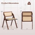 thumbnail image 3 of Costway Foldable Dining Chairs Set of 4 with Woven Rattan Backrest & Seat Rubber Wood Frame Brown, 3 of 8