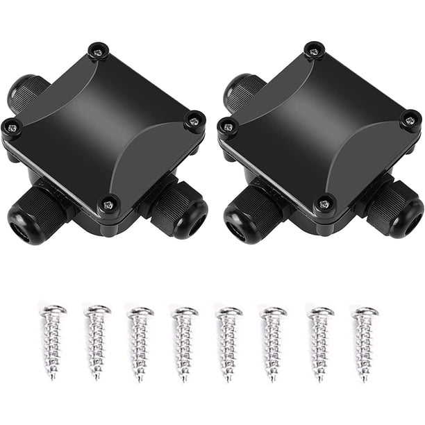 Caja de conexiones eléctricas impermeable IP68, conector de cable de 3 vías, caja de plástico, juego de 2 conectores.