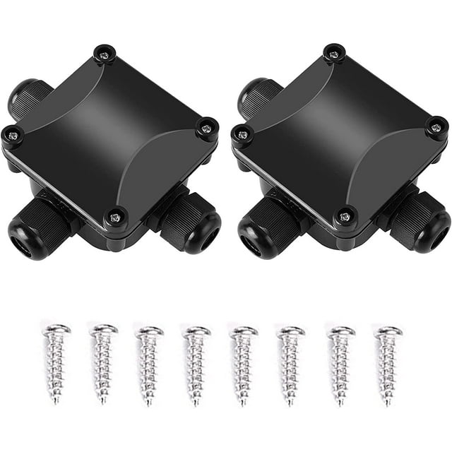 Caja de conexiones eléctricas impermeable IP68, conector de cable de 3 vías, caja de plástico, juego de 2 conectores.