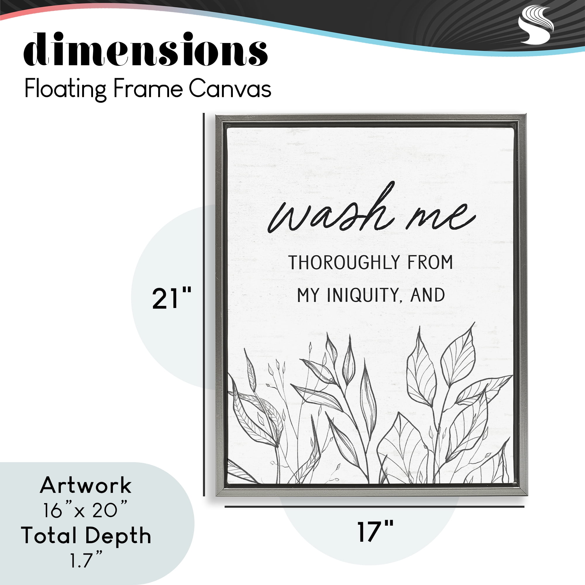 Wash Me Thoroughly Scripture Gray Framed Floater Canvas Wall Art, design by Lettered and Lined