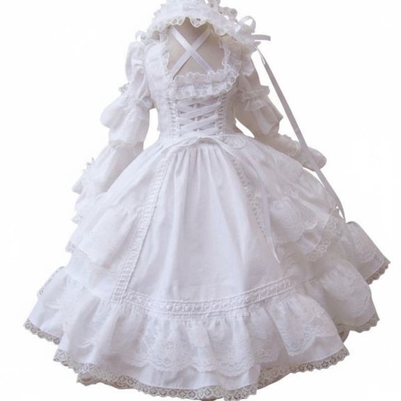 Lazsy BJD Dress Set Doll Outfit Doll Clothing Lace Ruffle Maid Design with Headband for Collectors and Hobbyists