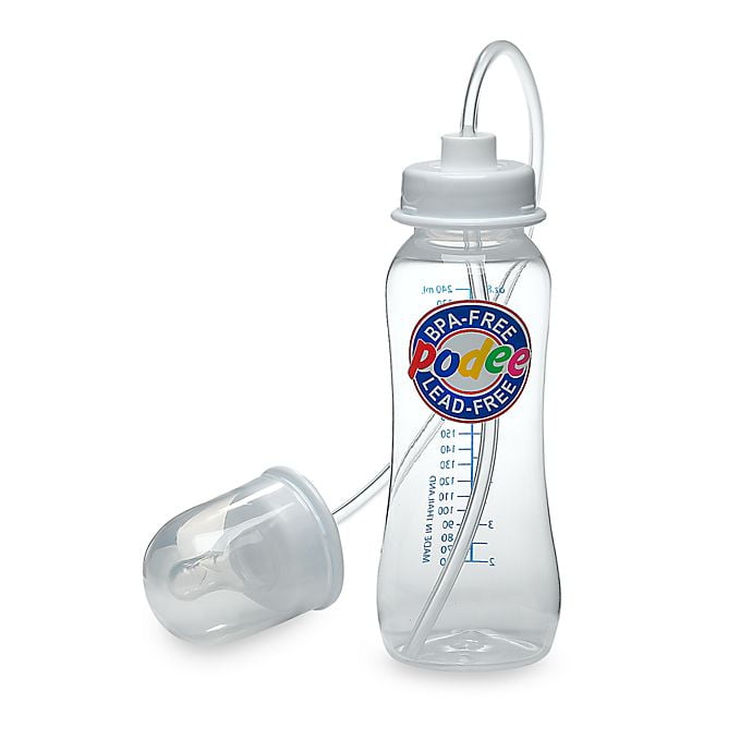 2 Pack - Blue Anti-Colic Feeding System 4 oz Podee Hands Free Baby Bottle 