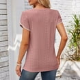 thumbnail image 4 of Besolor Going out Tops for Women Crewneck Petal Sleeve Eyelet Shirts Casual Solid Color Summer Tunic Blouse, 4 of 9