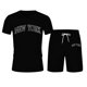 thumbnail image 2 of WILLBEST Pantalones Cortos para Hombre 2024, Conjunto de Camiseta Informal de Verano de 2 Piezas con Estampado de Letras para Hombre, Camiseta de Manga Corta con Cuello Redondo y Pantalones Cortos, 2 of 3