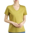 thumbnail image 3 of QUNYINEY Casual Womens Tshirts Short Sleeve Solid V Neck Tops Cotton Breathable Loose Pullover Shirts, 3 of 5