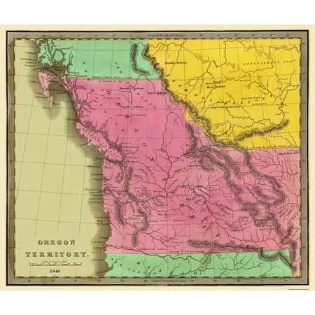 Historic State Map - Oregon Territory - Greenleaf 1840 - Vintage Wall Art