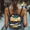 thumbnail image 4 of Eheartsgir Snowy Mountain Night Pattern Small Backpack for Hiking Shopping, Lightweight Zipper Back Pack Polyester Adjustable Strap Daypack Backpack, 4 of 8