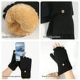 thumbnail image 6 of Winter Thermal Fingerless Gloves Mittens, Knitted Convertible Mittens Flap for Men & Women, Warm & Windproof with Touchscreen Capability, Black, Gloves, 6 of 9